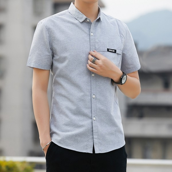 Модерна риза с джоб и копчета