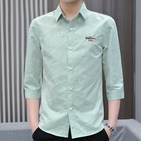 Мъжка модерна риза с джоб и 3/4 ръкав