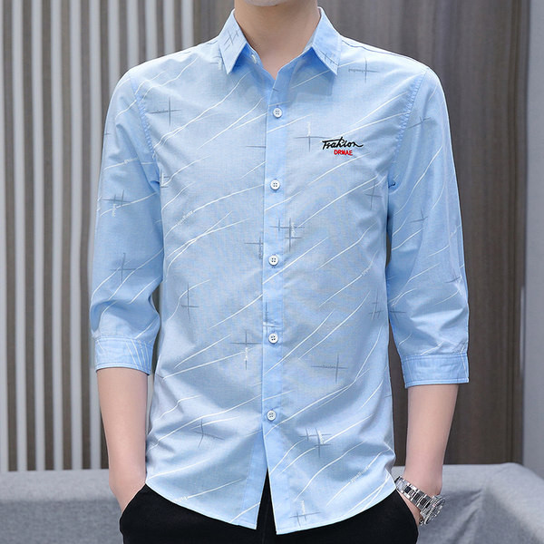 Мъжка модерна риза с джоб и 3/4 ръкав