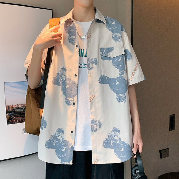 Широк модел мъжка риза с щампа мече