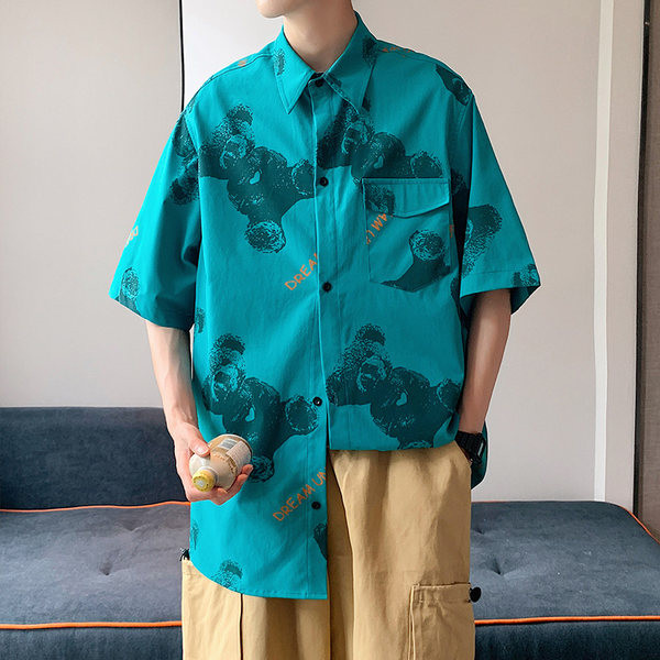 Широк модел мъжка риза с щампа мече