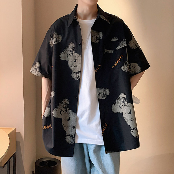 Широк модел мъжка риза с щампа мече