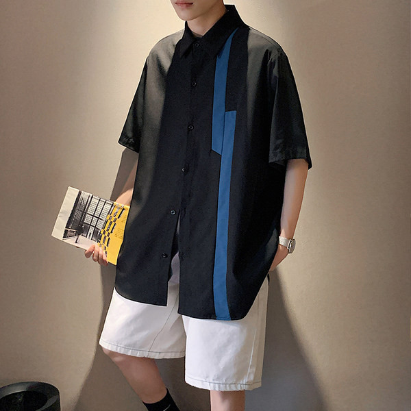 Широк модел лятна риза с къс ръкав