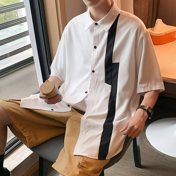 Широк модел лятна риза с къс ръкав