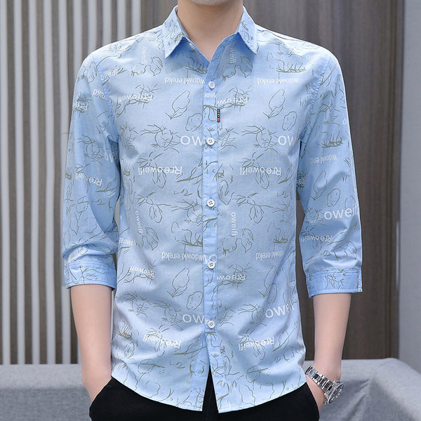 Стилна мъжка риза с надписи и класическа яка 