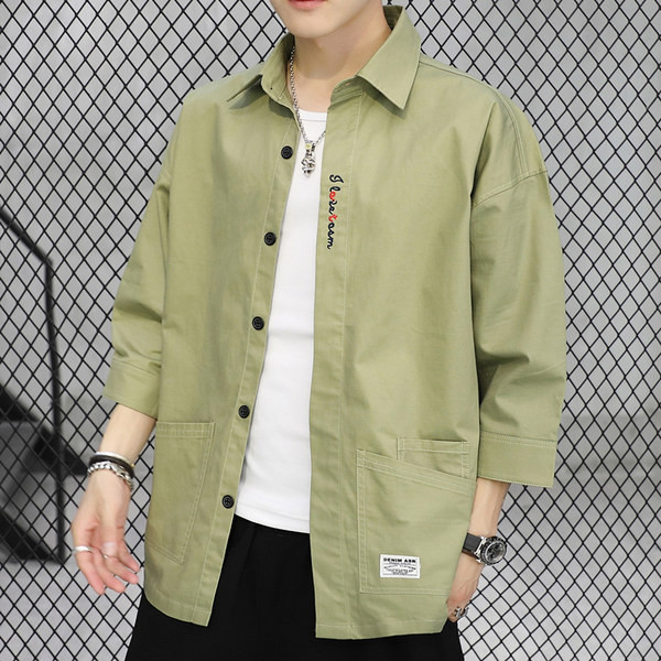 Широка мъжка риза с емблема и джобове-два модела