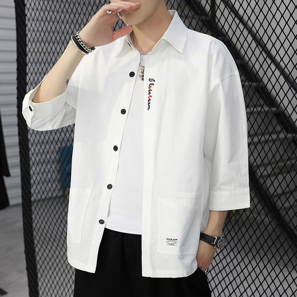 Широка мъжка риза с емблема и джобове-два модела