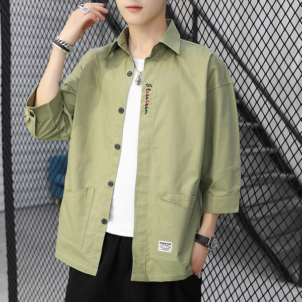 Широка мъжка риза с емблема и джобове-два модела