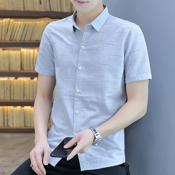 Модерна карирана риза с къси ръкави и копчета