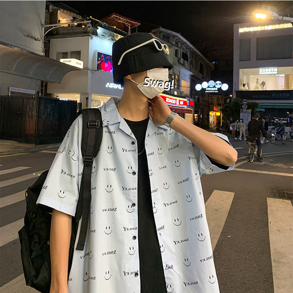 Лятна широка риза с щампа за мъже