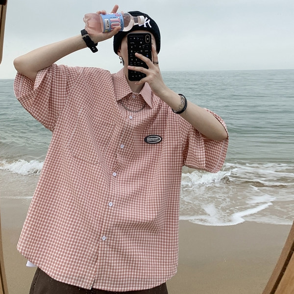 Лятна карирана риза с емблема и джоб