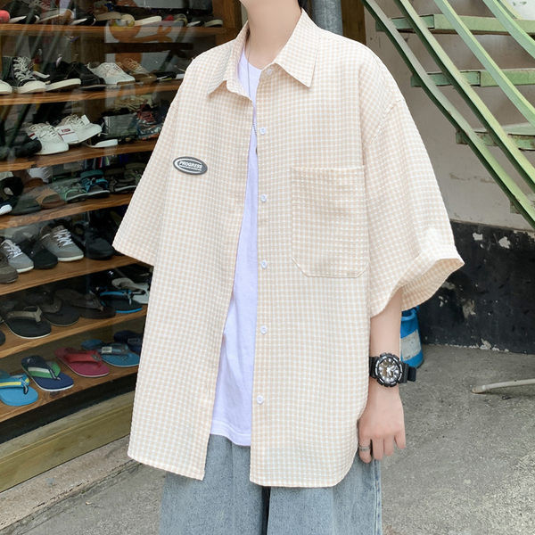 Лятна карирана риза с емблема и джоб