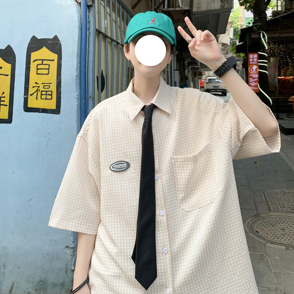 Лятна карирана риза с емблема и джоб