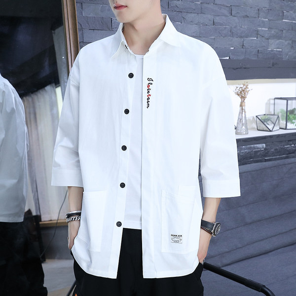 Ежедневна мъжка риза с емблема и бродиран надпис