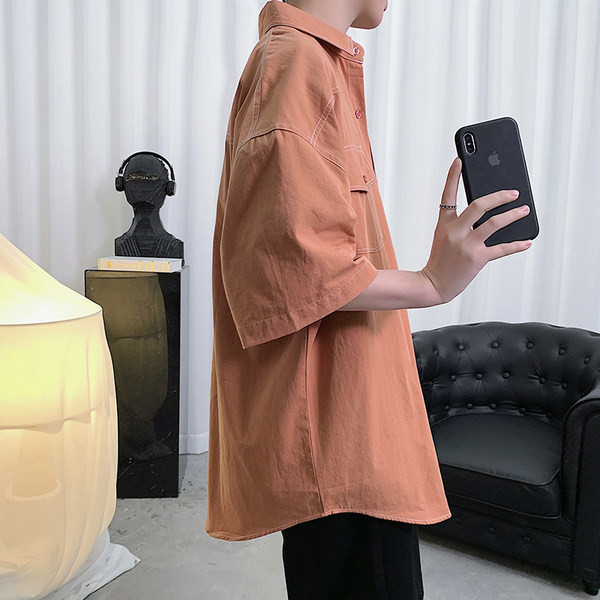 Лятна риза с контрастни шевове и джобове