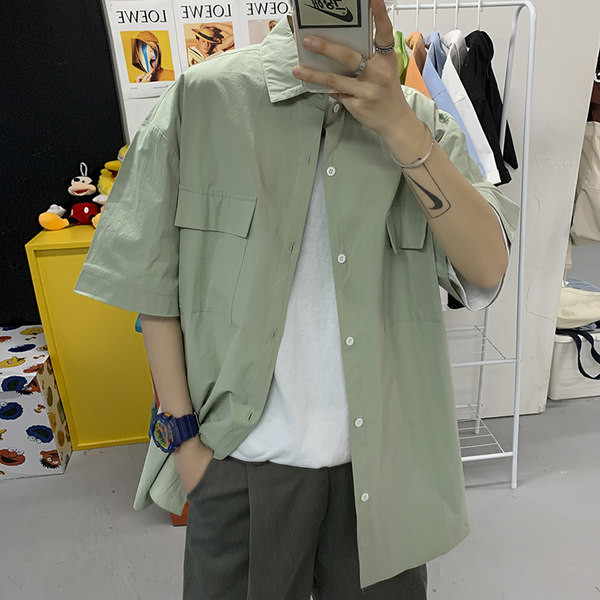 Широка лятна риза с копчета и джобове