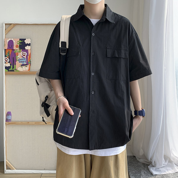 Широка лятна риза с копчета и джобове