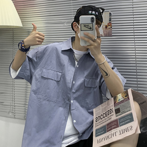 Широка лятна риза с копчета и джобове