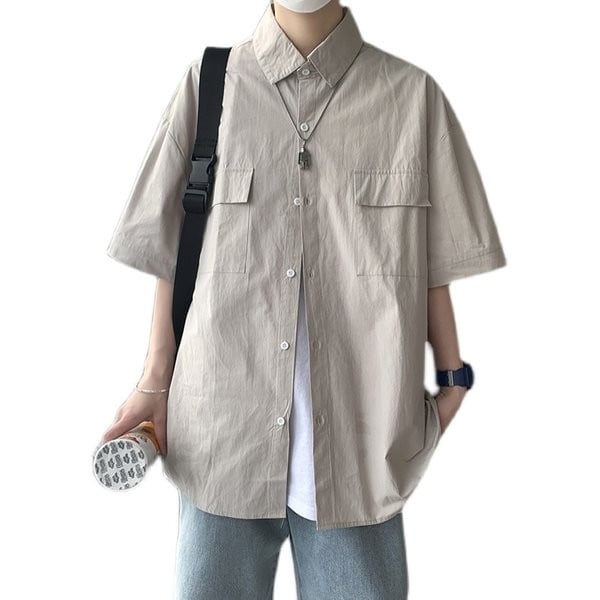 Широка лятна риза с копчета и джобове