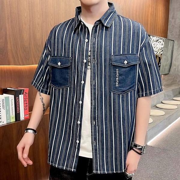 Нов модел мъжка риза с джобове и класическа яка