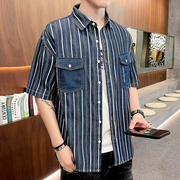 Нов модел мъжка риза с джобове и класическа яка