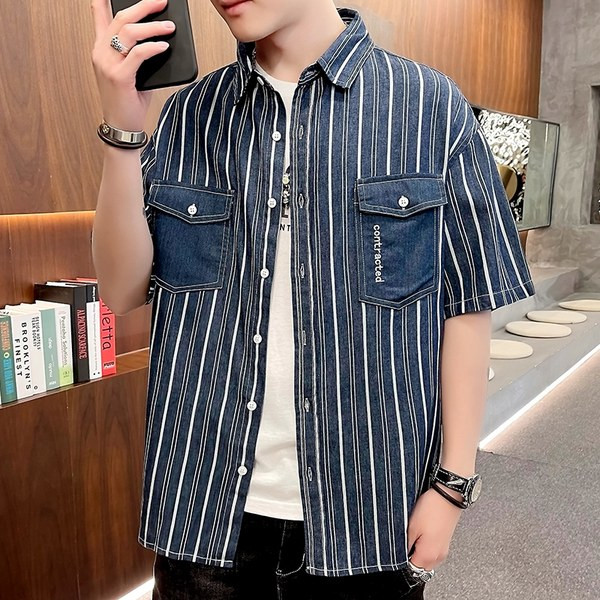 Нов модел мъжка риза с джобове и класическа яка