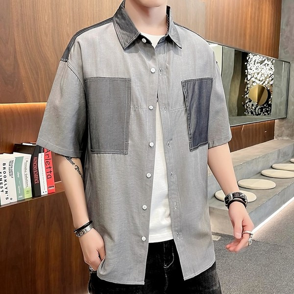 Актуална мъжка риза с копчета-широк модел