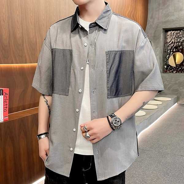 Актуална мъжка риза с копчета-широк модел