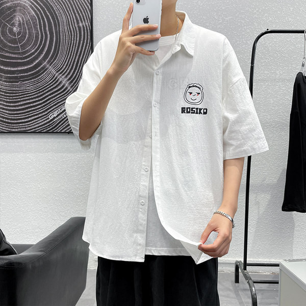 Широка лятна риза с къс ръкав и копчета