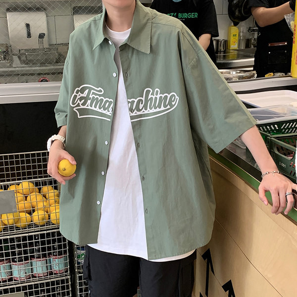 Лятна риза с къс ръкав и надпис