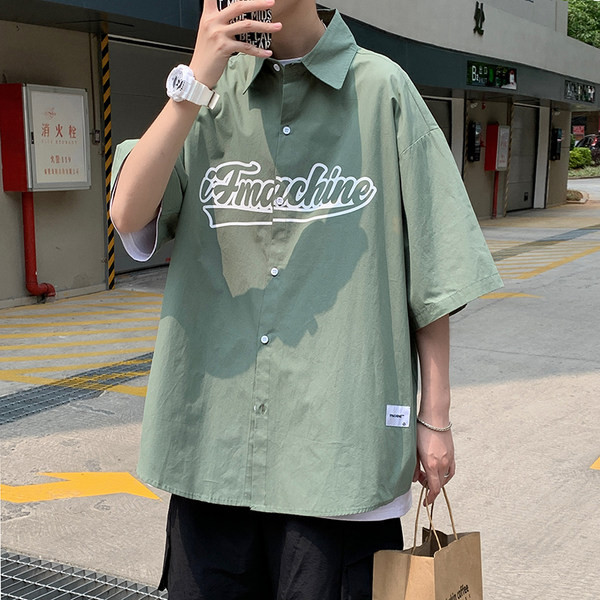 Лятна риза с къс ръкав и надпис