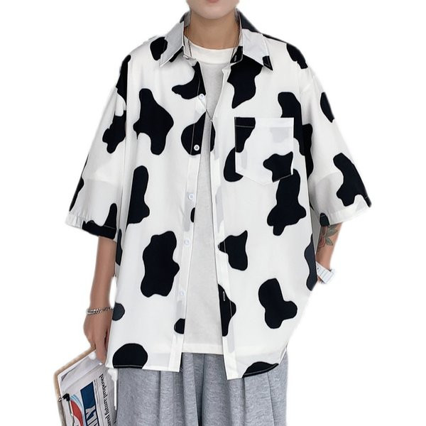 Широка мъжка риза с животински десен