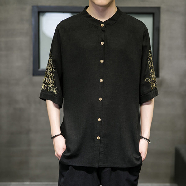 Изчистен модел мъжка риза с 3/4 ръкав 