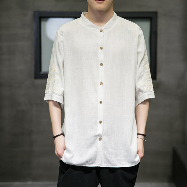 Изчистен модел мъжка риза с 3/4 ръкав 