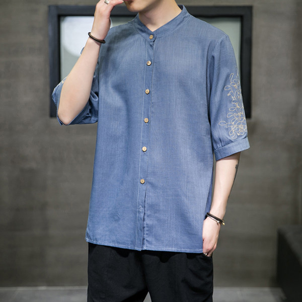 Изчистен модел мъжка риза с 3/4 ръкав 