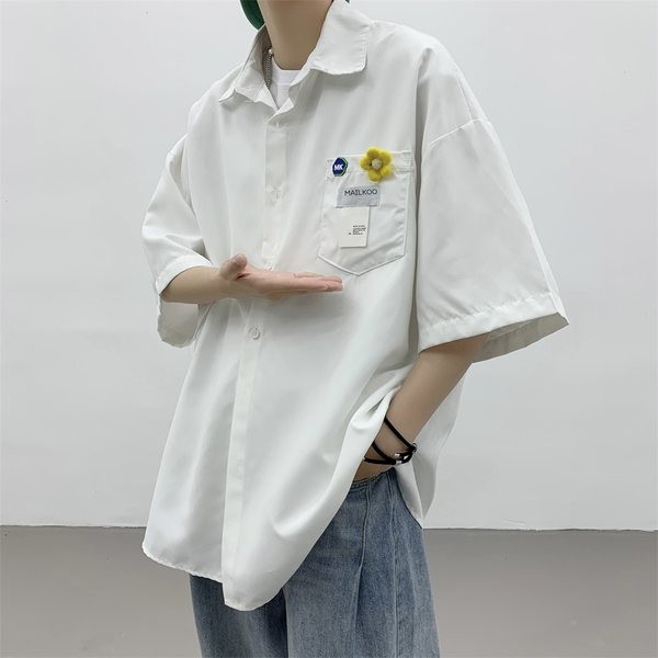 Едноцветна лятна риза с 3D цветя