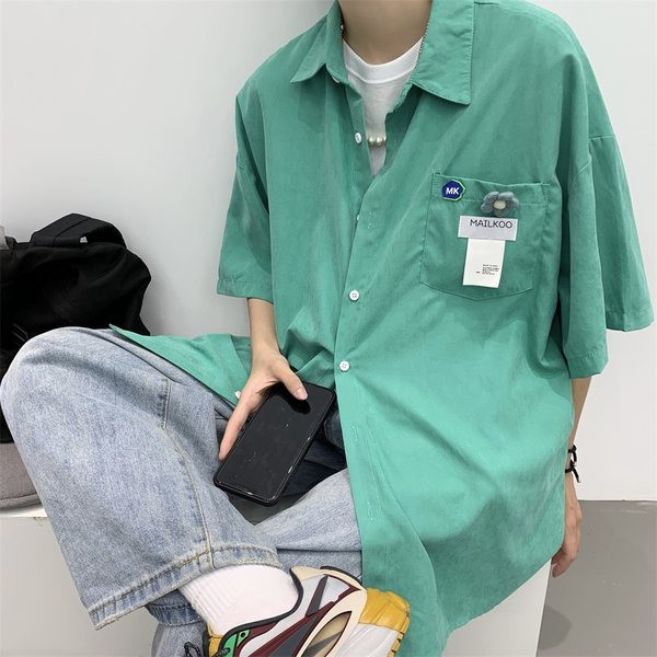 Едноцветна лятна риза с 3D цветя