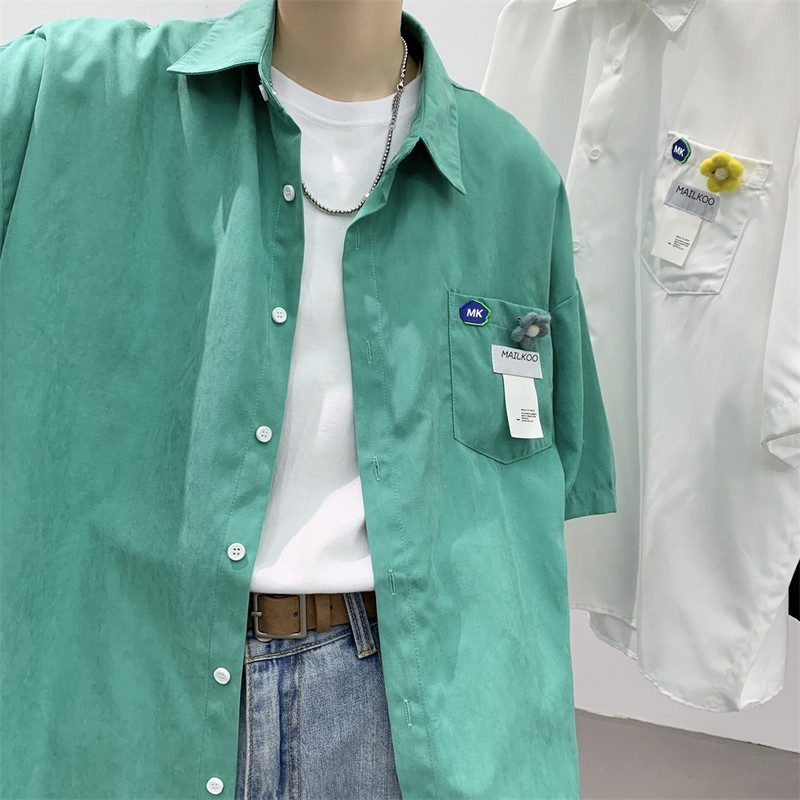 Едноцветна лятна риза с 3D цветя