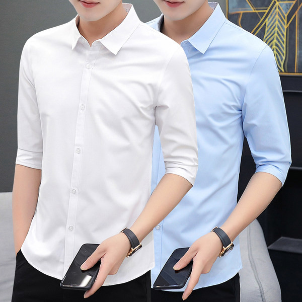 Мъжка изчистена риза с копчета и 3/4 ръкав