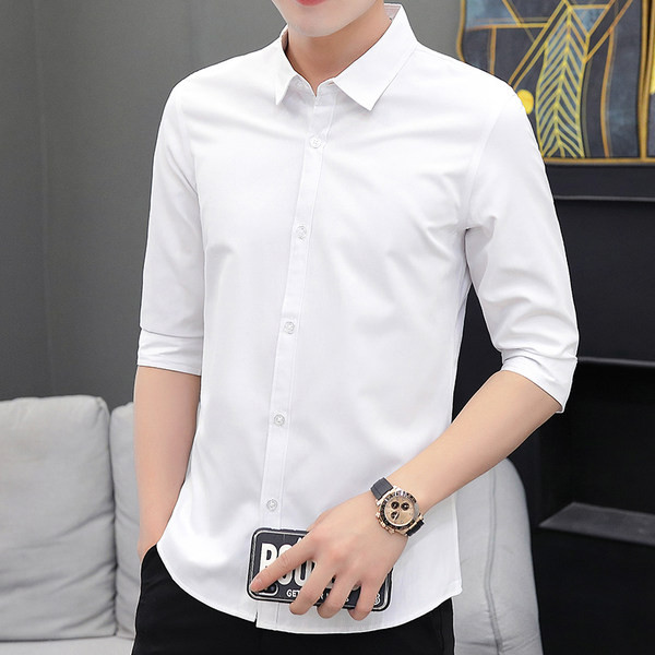 Мъжка изчистена риза с копчета и 3/4 ръкав