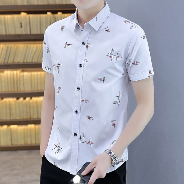 Мъжка лятна риза с класическа яка 