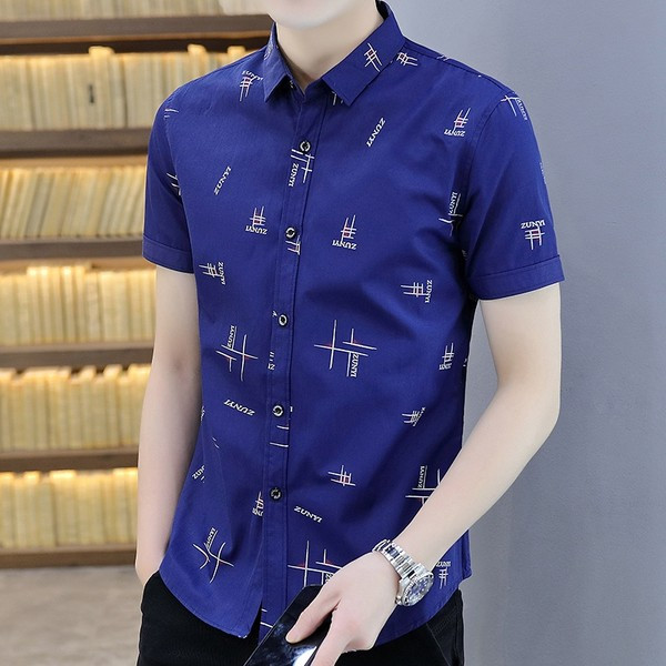 Мъжка лятна риза с класическа яка 