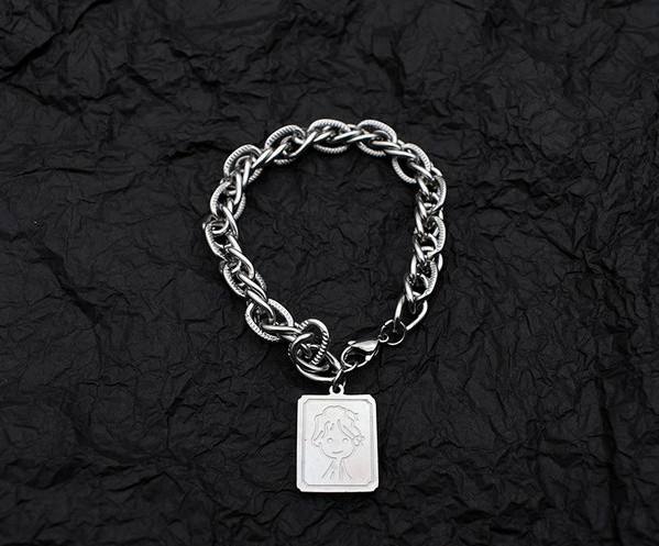 Мъжка модерна стоманена гривна с висулка