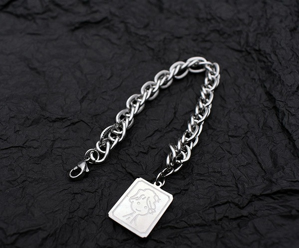 Мъжка модерна стоманена гривна с висулка