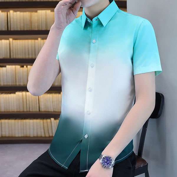 Нов модел мъжка изчистена риза с къс ръкав