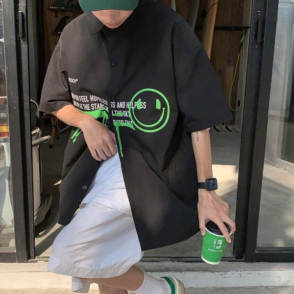 Модерна лятна риза с надписи и цветна щампа