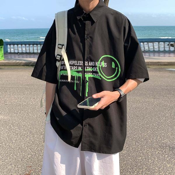 Модерна лятна риза с надписи и цветна щампа