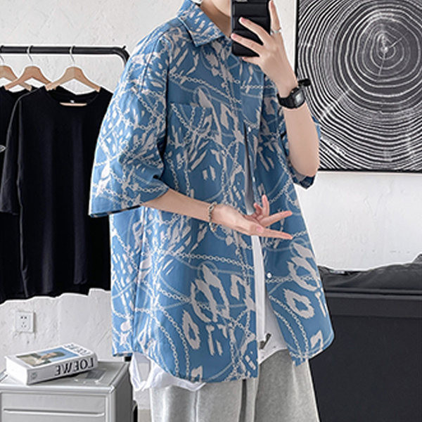 Нов модел лятна риза с 3/4 ръкав и шарен десен