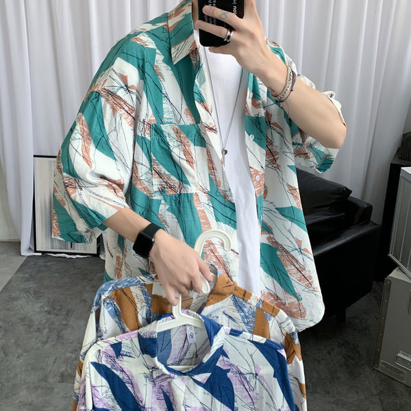 Лятна риза с шарен десен за мъже