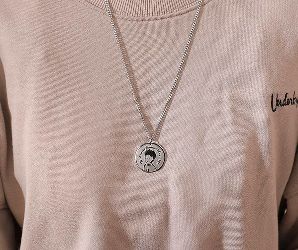 Стоманена модерна мъжка верижка с кръгла висулка